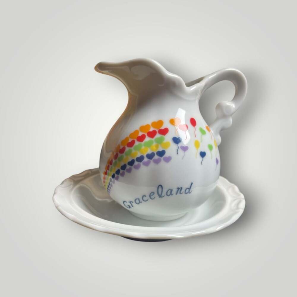 Graceland Tennessee Miniature Creamer Pitcher and Underplate Dish Souvenir